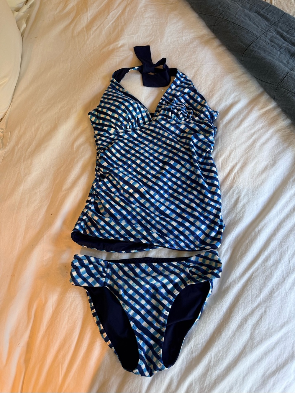 Tommy Bahama Navy & White Gingham Tankini Bikini Set